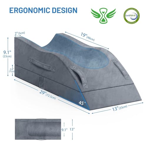 TranquilRelax Leg Elevation Pillows, Wedge Pillow for After Surgery, Memory Foam Leg Support Adjustable, Comfort Care for ...