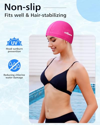 Firesara Fishtail Fabric Swim Cap for Men Women, Breathable High Elasticity Swimming Cap Hair Protection Quick Dry Soft fo...