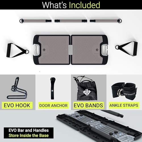 EVO Gym - Portable Home Gym Strength Training Equipment, at Home Gym | All in One Gym - Resistance Bands, Base Holds Gym B...