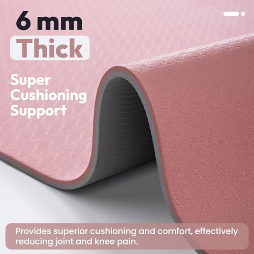 Umineux Yoga Mat Non Slip, 6MM (1/4") Yoga Mat Strap, POE Yoga Mats for Women Men, 72"x24", Great for Workout, Yoga, Pilat...