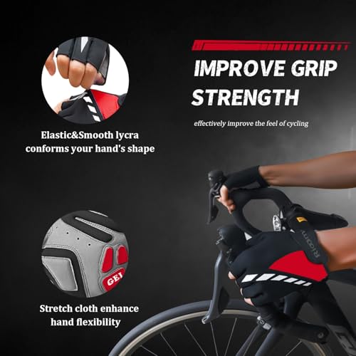 Rioomui Cycling Gloves,Gel Padded Bike Gloves for Men Cycling,Anti-Slip & Shock-Absorbing Lightweight & Breathable Design ...