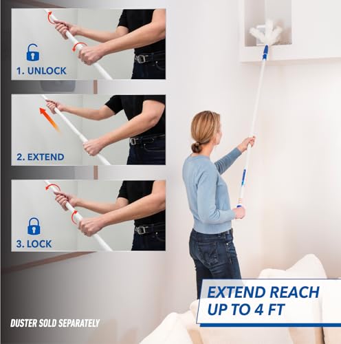 Unger Steel Telescopic Pole, Extend from 2’ to 4’, High Access Extendable Telescoping Poles for Home Cleaning, Clean and D...