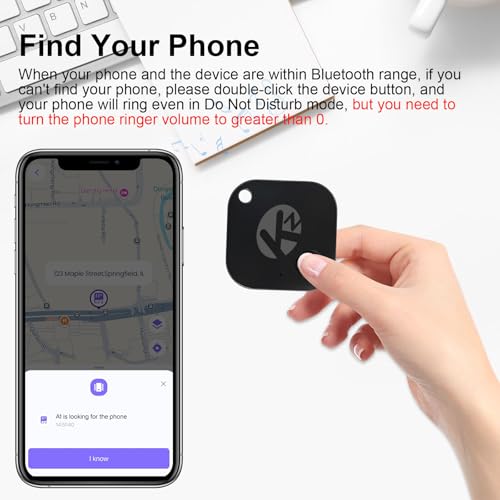 KZO Bluetooth Tracker (2025 Upgrade Version) Work with iOS and Android Devices, Phone Finder, Find Nearby, Loud Sound, Rep...