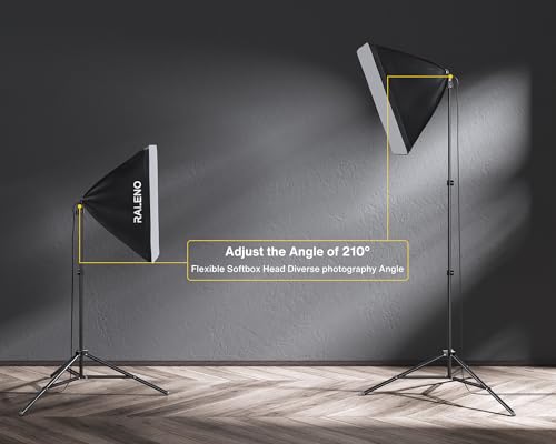 RALENO 8.5 x 10 ft Photo Backdrops Stands with Green Screen, Photography Lighting Kit with 50W LED Bulbs, 5500 K, 97CRI, U...