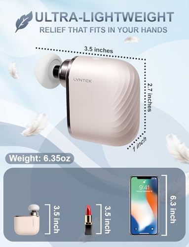 LYNTEK Mini Massage Gun - Small Handheld Muscle Massager with Percussion Deep Tissue, 5 Adjustable Vibration Frequency & 3...