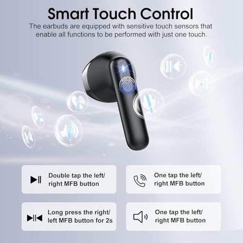 Wireless Earbuds, 2026 Bluetooth 5.4 Headphones with 3D Bass Stereo, 40H Ultralight in-Ear Buds, Bluetooth Earbuds with 4 ...