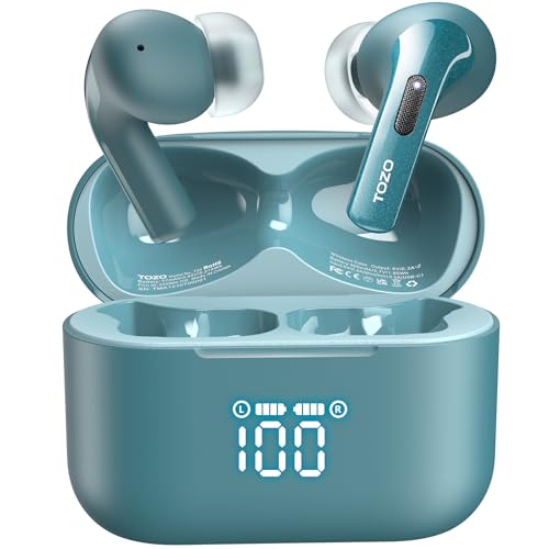 TOZO T20 Wireless Earbuds Bluetooth Headphones 48.5 Hrs Playtime with LED Digital Display, IPX8 Waterproof, Dual Mic Call ...