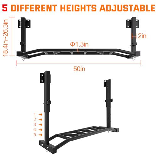 HWOOUSA 48" Joist Mounted Pull Up Bar, 600LBS Heavy Duty Multi Grip Ceiling Mount Chin Up Bar, Ceiling Beam for Home Gym/G...