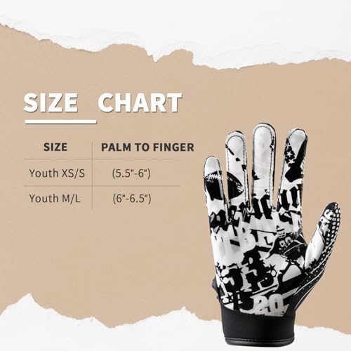 NavyGlyvux Youth Football Gloves, Super - Sticky Receiver Gloves for Kids Boasting Unbeatable Grip - The Perfect Present f...