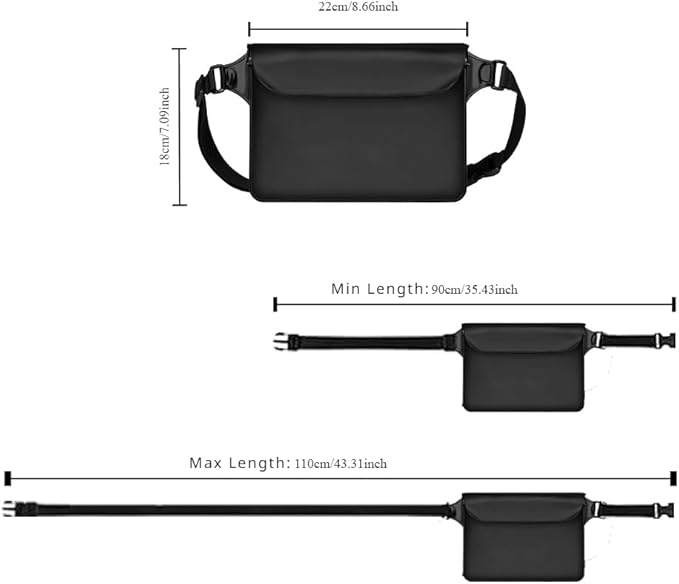 2-Pack Waterproof Bag with Adjustable Waistband and Touch Sensitive Screen, Keeping Your Phone and Valuables Dry, Perfect for Drifting, Swimming, Kayaking, Rowing, Fishing… (Black+Bule)