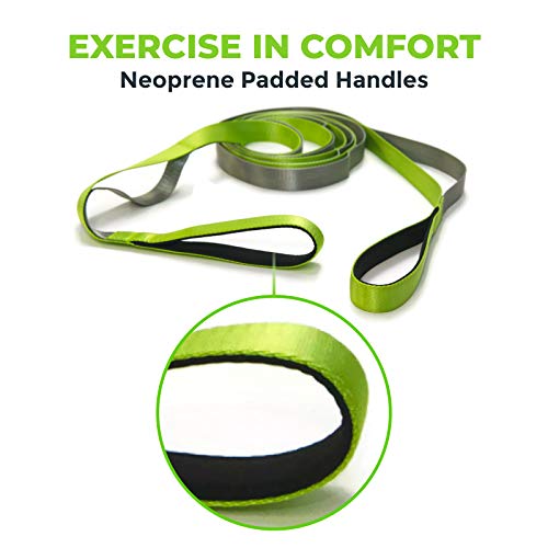 Gradient Fitness Stretching Strap for Physical Therapy, 12 Multi-Loop Stretch Strap 1" W x 8' L, Neoprene Handles, Physica...