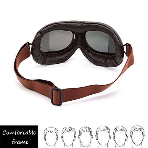 kucehiup Vintage Aviator Goggles Motorcycle Goggles