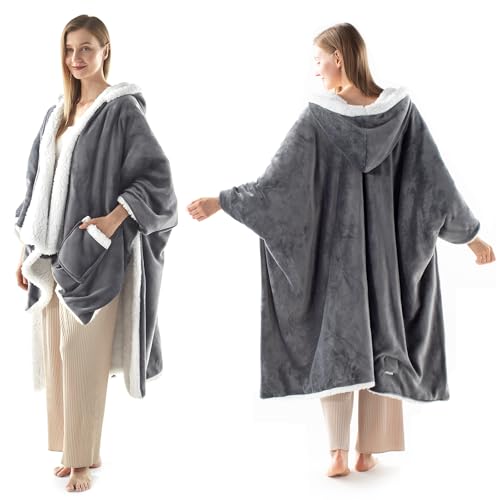ACCU-WARMTH Wearable Heated Blanket - Warm Up Electric Blanket Hoodie with 6 Heat Levels, Snuggies for women, gifts for he...
