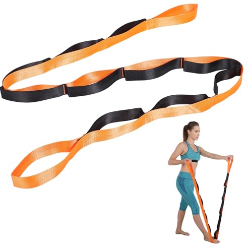 Stretch Straps with 12 Loops, Non Elastic Yoga Straps with Door Buckle for Leg Stretching, Yoga Stretching Band for Physic...