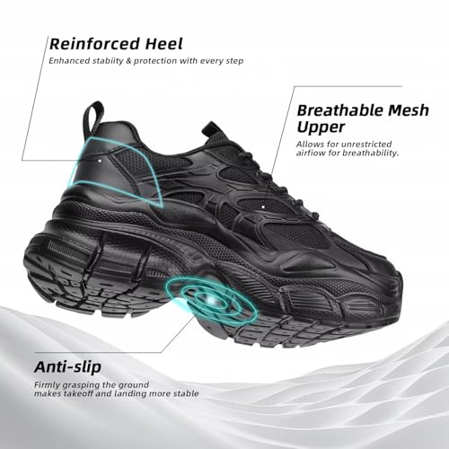 Women's Road Running Shoes Non Slip Ladies Walking Fashion Athletic Chunky Sneakers Work Gym Lightweight Mesh Soft Sole
