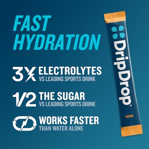 DripDrop Hydration Packets - Tropical Variety Pack - Single Serve Electrolytes Powder Drink Mix - Mango, Açaí, Passion Fru...