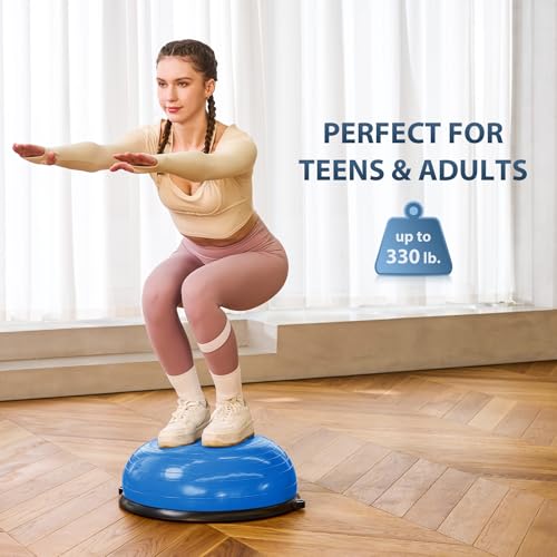 ZELUS Balance Ball Trainer with Resistance Bands and Foot Pump, Inflatable Yoga Ball for Home Gym Workouts, 23 Inch Exerci...