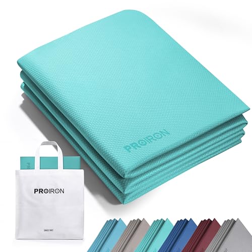 PROIRON Foldable Yoga Mat 0.24"/0.16" for Home Workout & Travel, Non Slip Travel Yoga Mats with Carry Bag, Packable Yoga M...