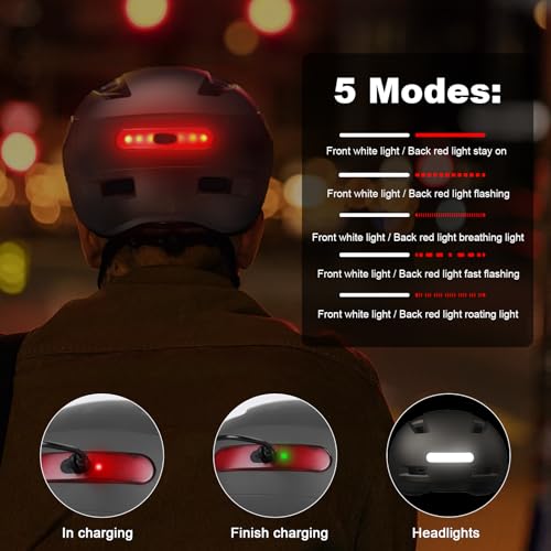 Bike Helmet, Shinmax Adult Cycling Helmet with USB Rechargeable LED Front and Back Light Bicycle Helmets for Men Women