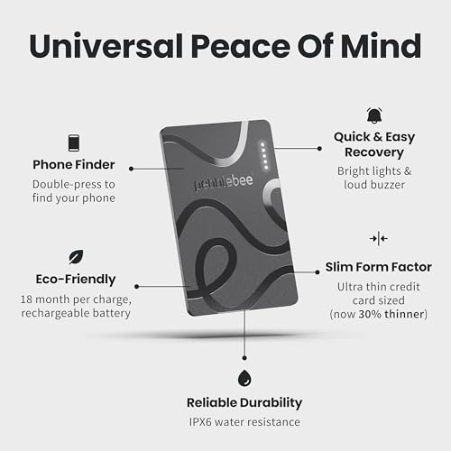Pebblebee Card 5 | Rechargeable Bluetooth Wallet Tracker Card | Thin Eco-Friendly Alternative Tracking Card to Air Tag & A...