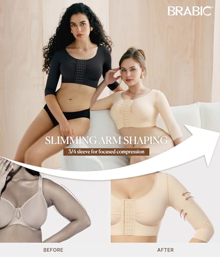 BRABIC Upper Arm Shaper for Women Fajas Post Surgery Compression Sleeves Front Closure Bra Arm Lipo Shapewear Tops