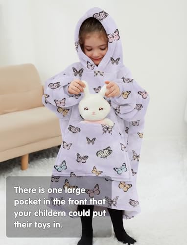 Wearable Blanket Hoodie Oversized Sherpa Blanket Sweatshirt Flannel Sweater Blanket with Large Pocket