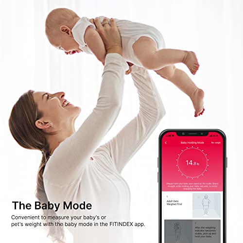 FITINDEX Scale with BMI, Body Fat, Muscle Mass, Smart Scale for Body Weight, Bluetooth, Digital, Sync with App, User Healt...