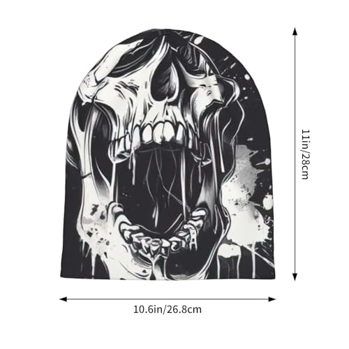 bnvaab Horror Ghost Skull Print Beanie Hat for Men and Women Stretchy Slouchy Winter Warm Cap Headwear Accessory Black