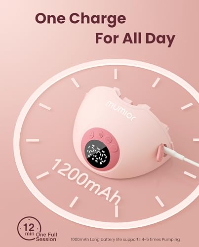 Heated Base Hands Free Breast Pump, Wearable Breastfeeding Pump of Baby Heated Dustproof Base, Voice Prompts LED Display w...