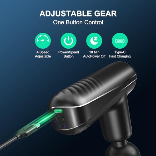 SBUBU Mini Massage Gun for Deep Tissue Percussion - Portable Handheld Massager for Muscle Relaxation with 4 Massage Heads ...