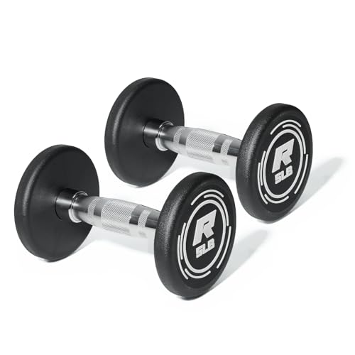 RitFit 5-250 LBS PVC Encased Round Dumbbell sets with Knurled Handle and Optional Rack, Strength Training Equipment for Ho...