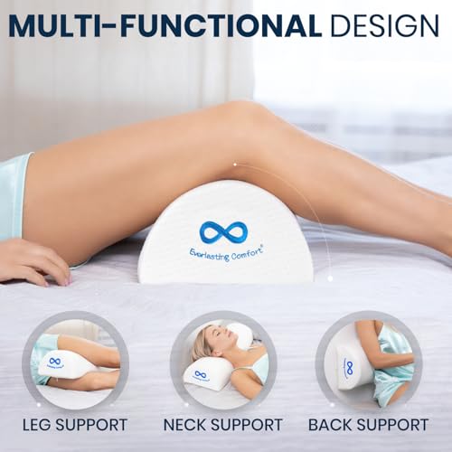 Everlasting Comfort Under Knee Pillow for Back Sleeping - Memory Foam Half Moon Leg Bolster Pillow for Back Pain, Thoracic...