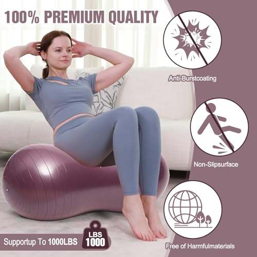 INPANY Peanut Ball - Exercise Ball for Labor Birthing, Anti-Burst Physical Therapy for Kids, Core Strength, Flexible Seati...