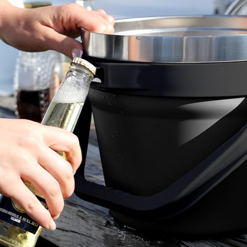 COKTIK 7L Insulated Ice Bucket with Lid，Double Wall Vacuum Stainless Steel Beverage Bucket Keeps Frozen Longer，Holds 6 Lon...