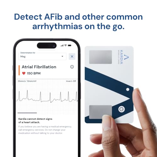 KardiaMobile Card Credit-Card Sized EKG, Medical-Grade & FDA-Cleared Personal Heart Monitor, Carry in Wallet, Bluetooth-En...
