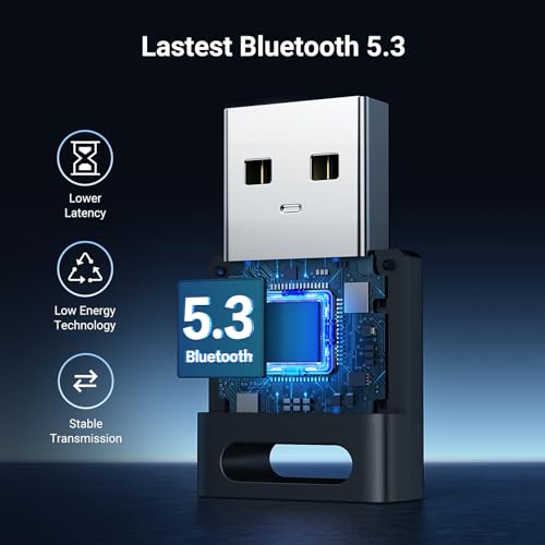 UGREEN USB Bluetooth 5.3 Adapter for PC, Plug & Play for Windows 11/10/8.1, Bluetooth Receiver & Transmitter for Keyboard/...