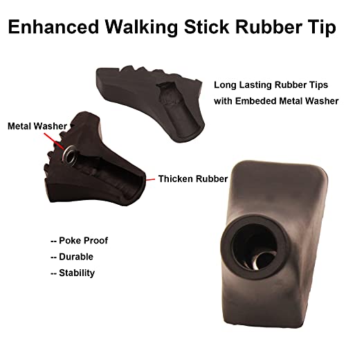 Trekking Poles Tips Set - Pack of 6 to 8 Replacement Rubber Trek Cane Tips Protectors Fit Most Walking Hiking Sticks - 11 ...