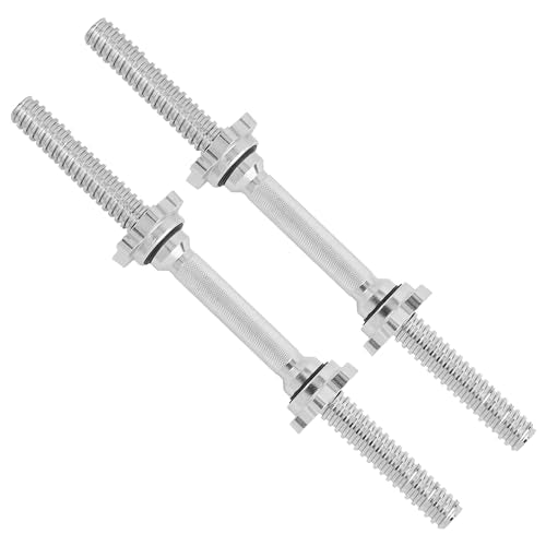 Yes4All Pair of Threaded Dumbbell Handles with Collars 14/16/18/24 inch, Chrome/Rubber Grip, Fit 1”/ 1.15" Plates, Weight ...