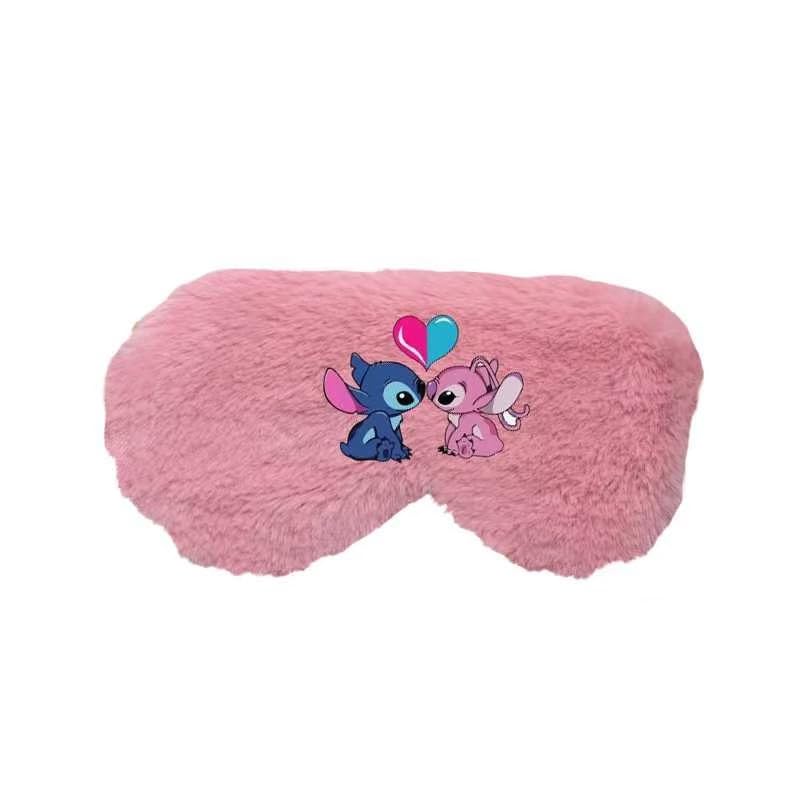 Cute Stitch Eye Masks for Sleep, Cartoon Plush Blindfold, Soft Funny Travel Eye Cover (Pink)