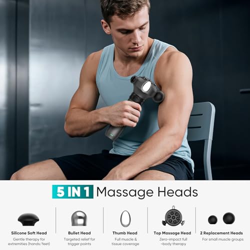 TILAT M1 Max Deep Tissue Vibration Therapy Massage Gun – 6500 RPM Handheld Muscle Massager with Thumb Head for Trigger Poi...