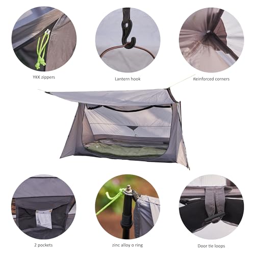 Nature Link Sirius Two Ultralight Backpacking Tent, 2 Person Trekking Pole, Waterproof, Compact, Single Wall, Bushcraft Sh...