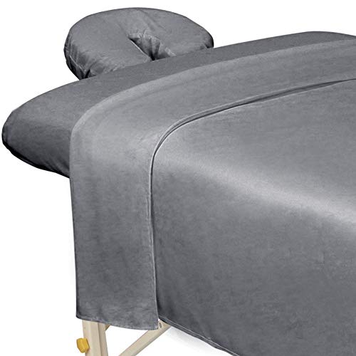 ForPro Professional Collection Premium Microfiber 3-Piece Massage Sheet Set, Cool Grey, Ultra-Light, Stain, and Wrinkle-Re...