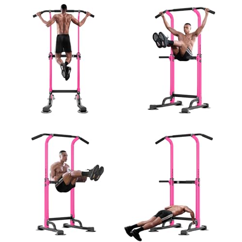 SogesPower Power Tower Dip Station Pull Up Bar for Home Gym Adjustable Height Strength Training Workout Equipment,Pull Up ...