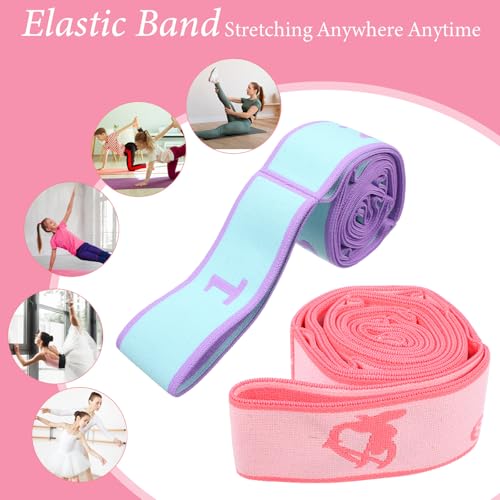 2PCS Elastic Yoga Stretching Strap with Loops, Stretch Strap for Dance, Gymnastics Stretching Ballet Dance Bands, Adjustab...