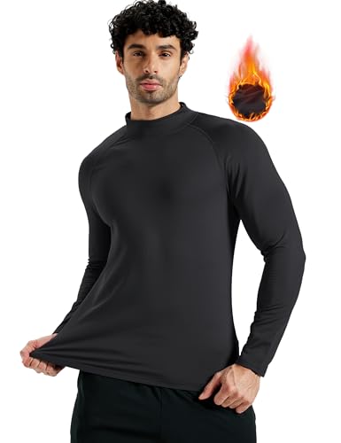 NASBING Mens Thermal Shirt Mock Turtle Neck Fleece Lined Base Layer Cold Weather Long Sleeve Undershirt Winter Underwear Tops