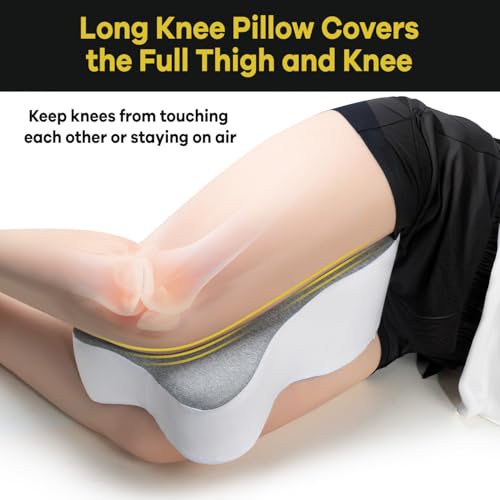 anzhixiu Long 14” Knee Pillow for Side Sleeper Fully Support Thighs and Knees for Required Knee Separation- Leg Pillow for...
