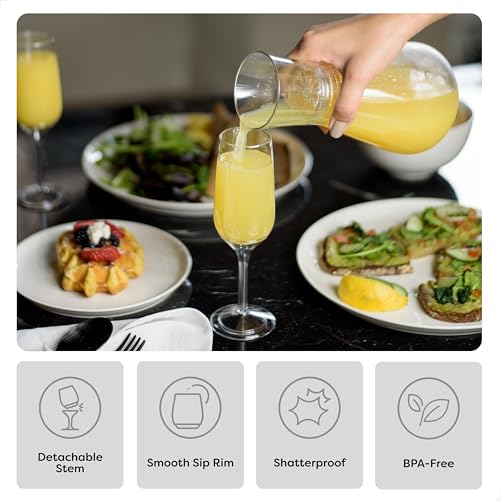 TOSSWARE POP 6oz Stemmed Flute SET OF 12, Premium Quality, Recyclable, Unbreakable & Crystal Clear Plastic Champagne Glass...