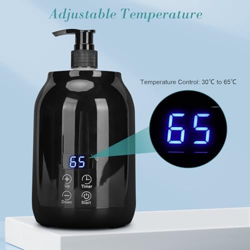 Essential Oil Heater Kit, 110-240V Professional Lotion Warmer Dispenser Heated LED Display Temperature Adjust Single Massage Oil Bottle Warmer for Home Beauty Spa Salon (US Plug)