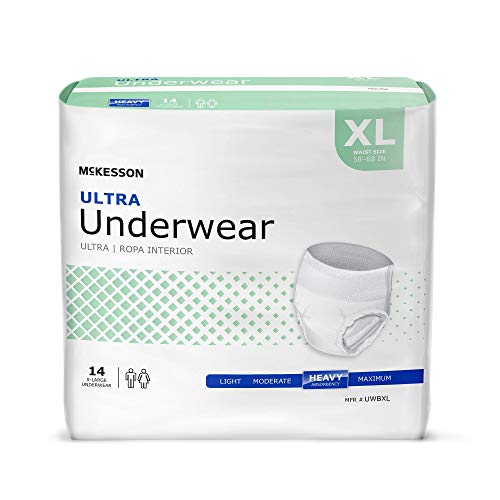 McKesson Ultra Adult Incontinence Underwear, [56 Count], Heavy Absorbency, XL, 58-68 in. Unisex Bladder Leak Protection, P...
