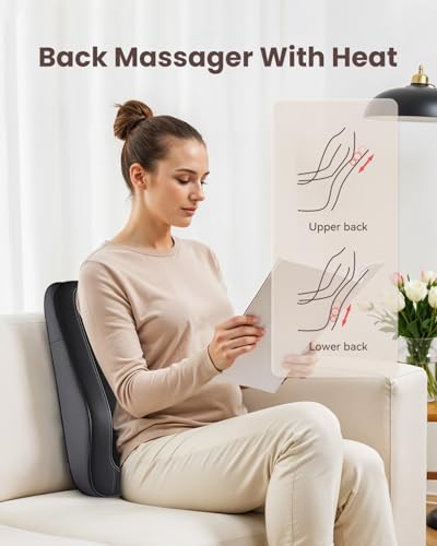 COMFIER Back Massager for Back Pain Deep Tissue 3D Shiatsu Neck Back Massager with Heat & Vibration Massager for Neck Shou...